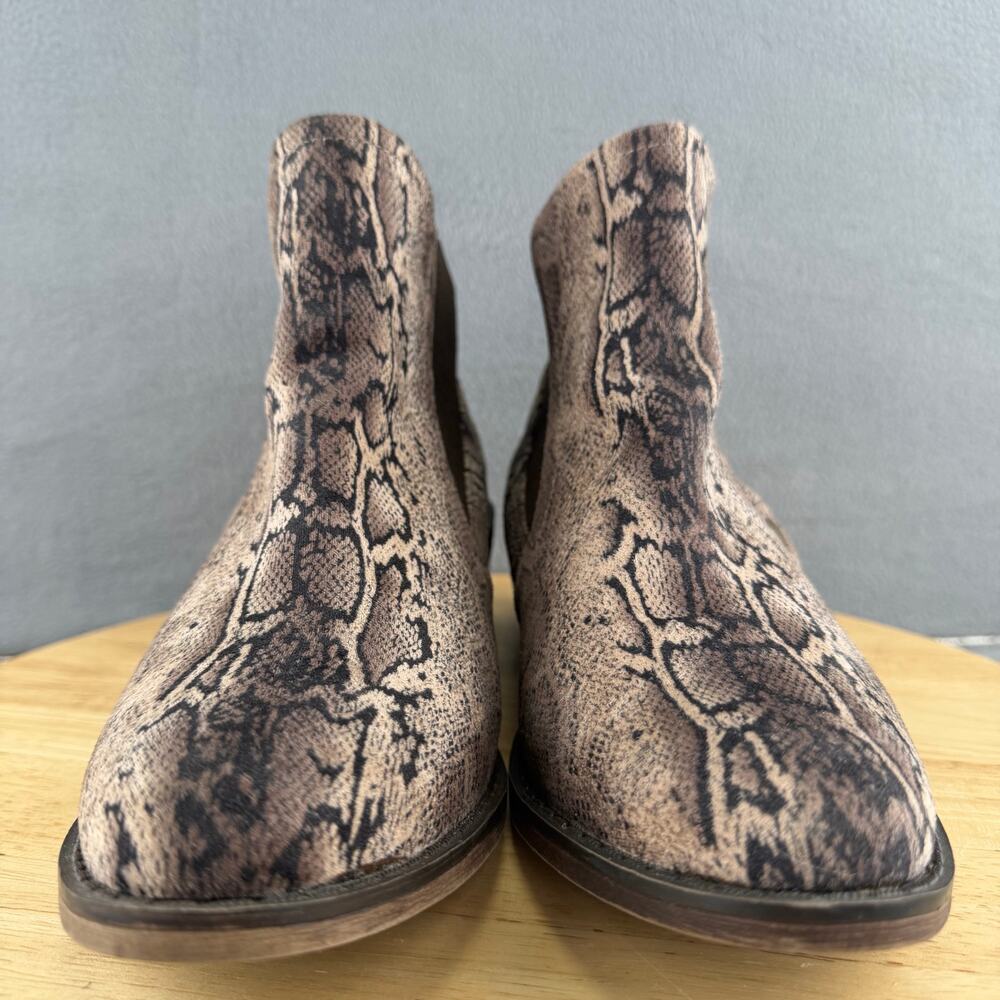 MIA Jaylee Snake Print Faux Suede Pull-On Ankle Boots Brown/Tan Size 8.5M‎ US - Picture 2 of 7